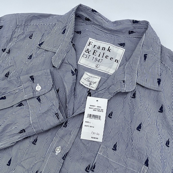 Frank & Eileen Tops - Frank & Eileen Navy and White Button Down Shirt